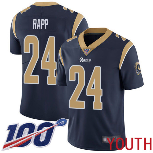 Los Angeles Rams Limited Navy Blue Youth Taylor Rapp Home Jersey NFL Football #24 100th Season Vapor Untouchable